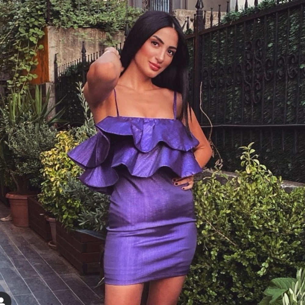 ZARA (Bloggers Favorite) Ruffled Metallic Purple - Picture 3 of 11
